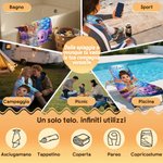 Telo mare personalizzato con nome e personaggio animato 3D, microfibra, borsa con lacci a scelta - Regalo per estate al mare per famiglia