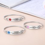 Bracelet d'alerte médicale personnalisé « Star of Life » avec messages gravés – À porter au quotidien – Cadeau d'anniversaire pour la famille – Diabète, allergies, épilepsie