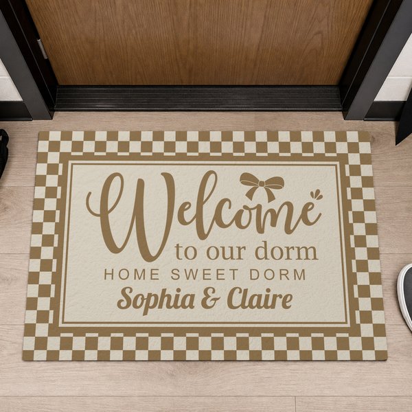 Personalized Welcome to Our Dorm Non-Slip Doormat with Text and Name College Dorm Decor Daily Use Back to School Gift for College Student