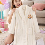 Personalised Embroidered Cartoon Character Photo Comfortable Absorbent Kid Bathrobe with Name Christmas Birthday Gift for Boys Girls