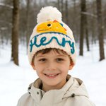 Personalised Cute Fantasy Unicorn Dinosaur Warm Soft Knit Pom Pom Beanie with Name Winter Birthday Gift for Kids