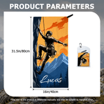 Asciugamano sportivo personalizzato, super assorbente con silhouette multicolore di arrampicata e nome - Regalo di compleanno per scalatori 10