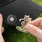 Personalised Golf Classic Elements Cartoon Pet Golf Player Magnetic Hat Clip with Name Golf Club Birthday Gift for Golf Lovers Pet Owners
