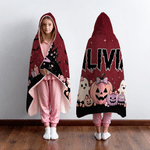 Couverture à capuche personnalisée sur le thème d'Halloween, multicolore, avec citrouille, chauve-souris et fantôme, avec prénom – Décoration d'intérieur et cadeau pour une fête d'Halloween, pour garç