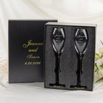 Personalized Gold Rim Champagne Flutes and Cake Server Set with Name and Date Wedding Decor Wedding Gift for Newlyweds Couple