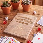 Personalised Vintage Playing Cards Game Night A5 Suede Leather Notebook Scorebook with 100 Lined Pages Party Birthday Gift for Friends Family
