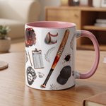 Personalised 3D-Effect Artwork Baseball Equipments Ceramic Mug with Name Game Day Birthday Gift for Baseball Fan