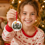 Personalised Christmas Raccoon Round Christmas Ornament with Name and Year Home Decor Christmas Gift for Family Friends