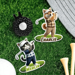 Personalised Golf Classic Elements Cartoon Pet Golf Player Magnetic Hat Clip with Name Golf Club Birthday Gift for Golf Lovers Pet Owners