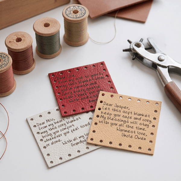 Personalized Handwriting Style Letter PU Leather Labels Tags with Text Sewing Birthday Gift for Knitting Lovers Crafters