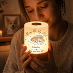 Veilleuse personnalisée à commande tactile et intensité réglable, avec photo de votre animal de compagnie, des ailes peintes à l'aquarelle, son nom, un titre et la date : cadeau de condoléances en sou