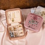 Astuccio da viaggio portatile in velluto personalizzato in stile retrò con fiore del mese di nascita e nome, regalo per matrimoni, feste nuziali e compleanni per donne