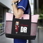 Sac tote personnalisé avec personnage de dessin animé nom et titre - Cadeau de Semaine des infirmiers pour les personnels soignants