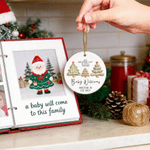 Personalised Christmas Tree Biscuit Pregnancy Announcement Ceramic Ornament with Name and Due Date Tree Decor Christmas Gift for New Parent
