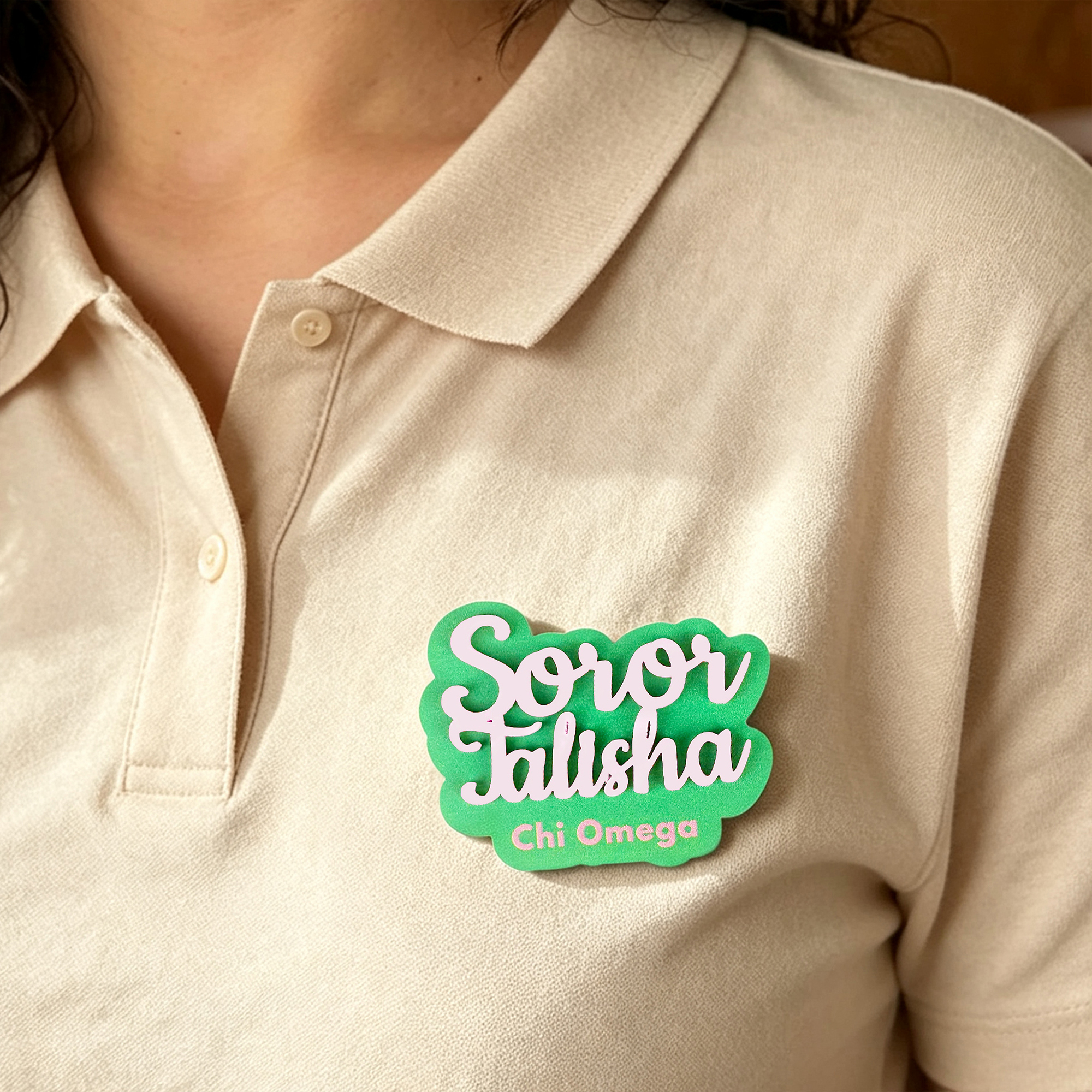 Personalisierte Sorority Acryl magnetische Pin Abzeichen mit Namen Sorority Zubehör Kapitel Treffen Geschenk für Schwester Freund
