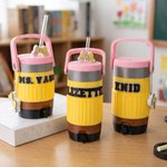 Personalized 3D Printed Pencil Design Name Can Holder Cooler Straw Topper Bottle Charm Back to School Appreciation Gift for Teacher Students