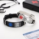 Bracelet d'alerte médicale personnalisé avec plaque d'identification - Réglable et idéal pour les voyages - Cadeau médical pour les patients