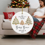 Personalised Christmas Tree Biscuit Pregnancy Announcement Ceramic Ornament with Name and Due Date Tree Decor Christmas Gift for New Parent