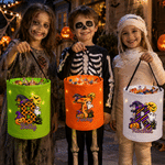 Personalised Witch Hat Bat Ghost Pumpkin Style Reusable LED Light Bag with Name and Initial Halloween Trick or Treat Gift for Kids