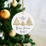 Personalised Christmas Tree Biscuit Pregnancy Announcement Ceramic Ornament with Name and Due Date Tree Decor Christmas Gift for New Parent
