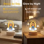 Personalised Dream Big Cartoon 3D-Style Character Artwork Photo LED Night Light with Wooden Base and Name Bedroom Decor Birthday Gift for Children