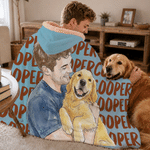 Gepersonaliseerde zachte deken met capuchon en aquarelafbeelding van een huisdier, met naam – verjaardags- en kerstcadeau voor familie en vrienden