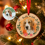 Adorno navideño de madera personalizado para el árbol de Navidad con foto de mascota, con nombre y año. Regalo de Navidad para los amantes de las mascotas.