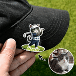 Personalised Golf Classic Elements Cartoon Pet Golf Player Magnetic Hat Clip with Name Golf Club Birthday Gift for Golf Lovers Pet Owners