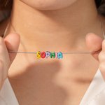 Lleva tu nombre cerca del corazón - Collar personalizado de plata de ley con nombre en letras 3D de esmalte colorido para amigos y familiares