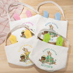 Personalised Classic Peter Rabbit Happy Easter Ears Bucket Bag Egg Hunt Basket with Name Easter Birthday Party Favors Gift for Kids