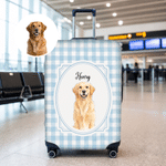 Personalized Watercolor Style Pet Photo Suitcase Cover with Name Fits 18-32 Inches Suitcase Travel Birthday Gift for Friends Besties