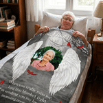 Coperta morbida personalizzata “Ali d’angelo – Un abbraccio dal cielo” con foto: oggetto d’arredo per la casa, regalo commemorativo e di cordoglio per la famiglia