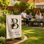 Personalized Flower Initial Garden Flag with Family Surname and Year Yard Porch Outdoor Decoration Housewarming Holiday Gift for Family Friends