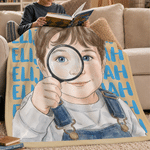 Gepersonaliseerde, zachte fotodeken met aquarelafbeelding en naam – woondecoratie, verjaardags- of kerstcadeau voor kinderen, familie of vrienden