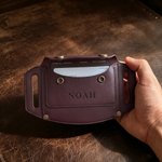 Personalized Vintage PU Leather Belt Wallet Card Holder with Engraved Name Father's Day Birthday Gift for Men Husband Dad