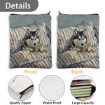 Personalised Oil Painting Style Pet Photo Book Sleeve Cover with Name Zipper and Front Pocket Daily Use Birthday Gift for Bookworms