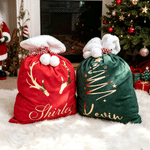 Personalized Name Velvet Santa Sack with Pom Pom Large Capacity Christmas Gift Bag Christmas Gift for Kids Family  Friends