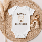 Personalized Watercolor Pet Photo 100% Cotton Baby Bodysuit with Name and Text Baby Shower Newborn Gift for Pet Lovers New Parents