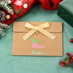 Personalised Snowman Santa Claus Christmas Tree 2 Pcs Money Envelope with Ribbon and Name Christmas Gift for Kids Friends