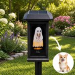 Personalized Cute Pet-in-Ghost Hug Solar Garden Light with Name and Photo Courtyard Decor Halloween Gift for Family Friend Pet Owner