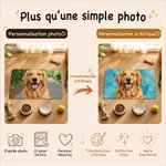 Tapis de repas pour animaux personnalisé avec photo et nom - Effet peinture à l'huile - Cadeau d'anniversaire pour propriétaire d'animal