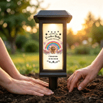 Personalised Rainbow Bridge Pet Photo Solar Garden Light with Name Text and Date Garden Decor Memorial Sympathy Gift for Pet Owner