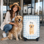 Personalized Watercolor Style Pet Photo Suitcase Cover with Name Fits 18-32 Inches Suitcase Travel Birthday Gift for Friends Besties