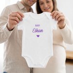 Personalized Multicolor Embroidered Heart Pattern 100% Cotton Baby Bodysuit with Name Birthday Baby Shower Gift for Newborns Parents