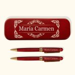 Conjunto de bolígrafo y estuche personalizado con nombre grabado