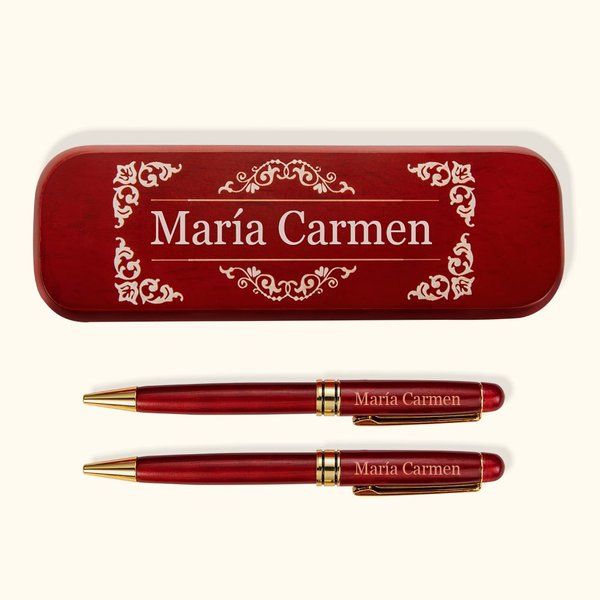 Conjunto de bolígrafo y estuche personalizado con nombre grabado