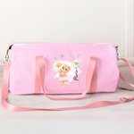 Personalised Ballet Bear Birth Flower Seersucker Duffle Bag with Name Travel Essential Birthday Gift for Ballerina Girl