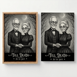 Personalised Gothic Style Cartoon Photo Character Canvas Prints with Text Home Decor Halloween Anniversary Gift for Couple Pet Lover