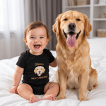 Personalized Watercolor Pet Photo 100% Cotton Baby Bodysuit with Name and Text Baby Shower Newborn Gift for Pet Lovers New Parents