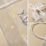 Personalised Cute Cartoon Pet Photo Pink Blue Ribbon Transparent Bag with Name Beach Party Travel Birthday Gift for Pet Owner Lover